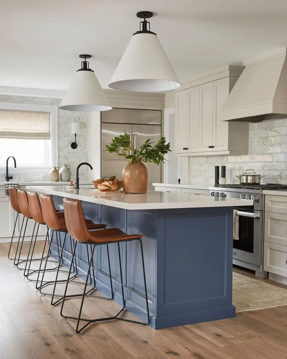 Natural wood kitchen island with warm tones